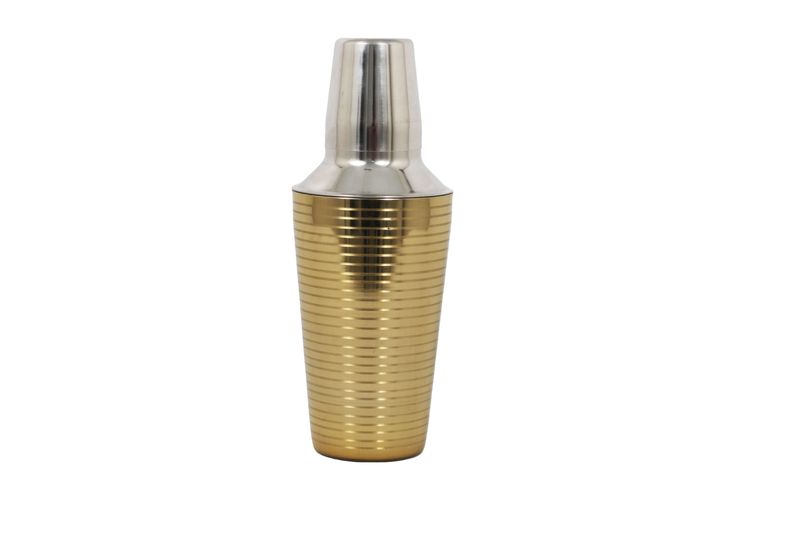 Cocktail Shaker 500ml Stainless Steel Gold Rings