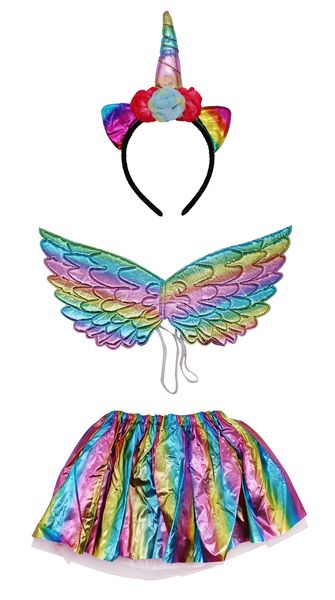Rainbow Unicorn Kids Costume Set with Wing