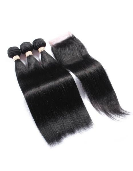 3 Bundles Straight 12A Virgin Brazilian Hair - 16" &amp; Closure