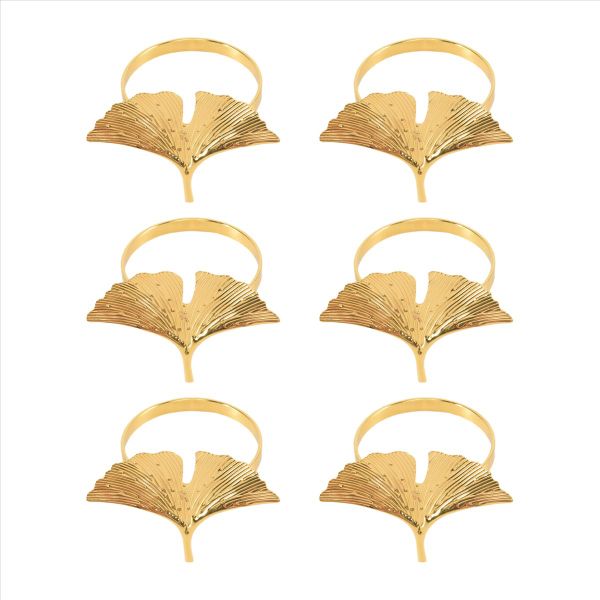 Napkin Rings Set Of 6 Ginkgo Leaf Napkin Rings Wedding Gold Buckle
