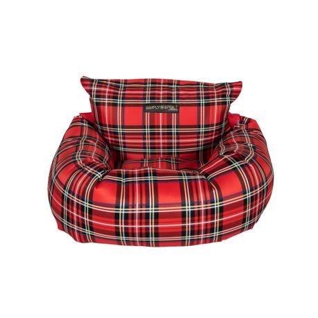 red tartan dog bed