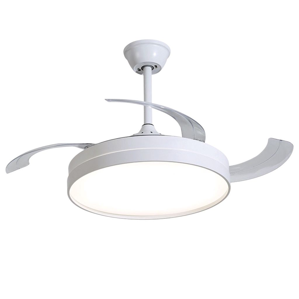 Retractable Ceiling Fan With Remote Control - White