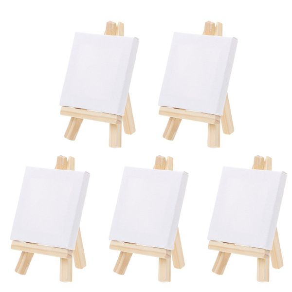 5 Pack Mini Easel &amp; Canvas Set - Perfect for Artists, Students, &amp; Crafts!