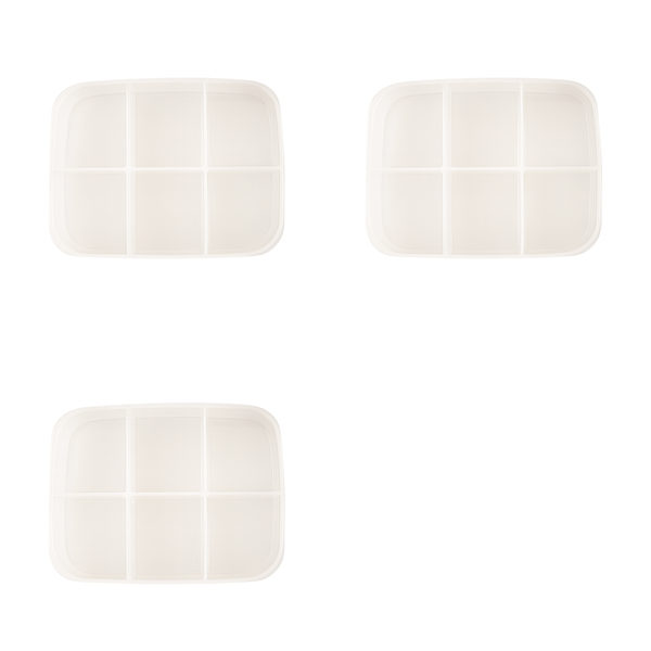 3 Pack Multi-Grid 6 Compartment Refrigerator Storage Box - Transparent