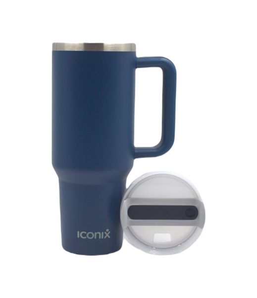 Iconix 1.2L Stainless Steel Travel Flask with Silicone Lid - Navy Blue