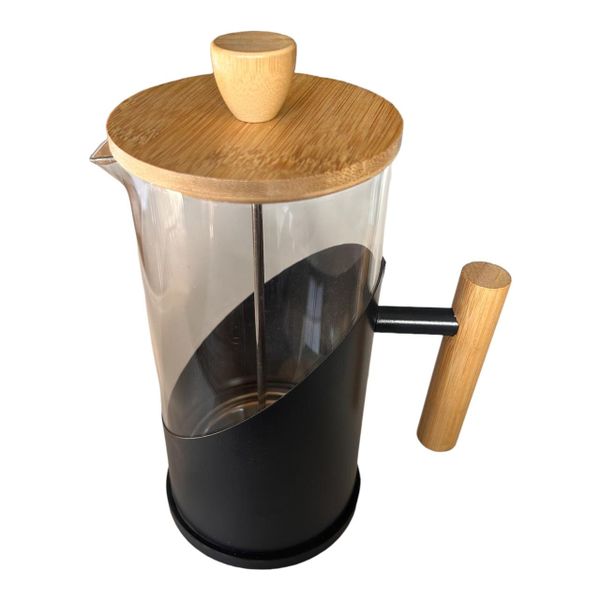 Coffee Plunger - Wood Accents And Black Half