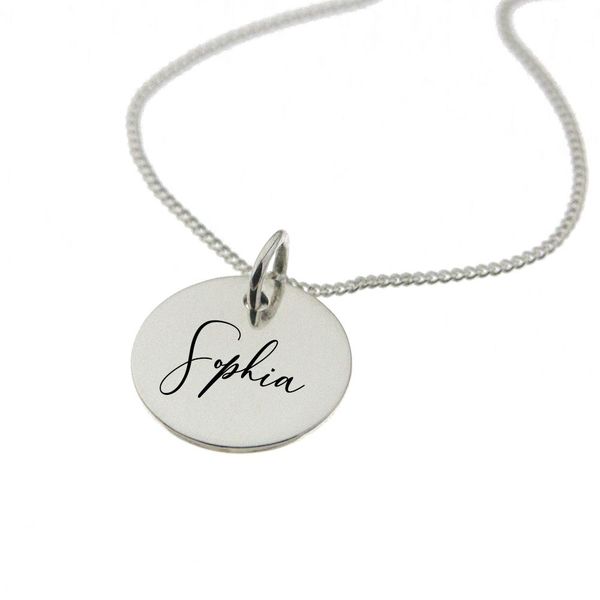 Sophia" Personalised Engraved Necklace in Sterling Silver