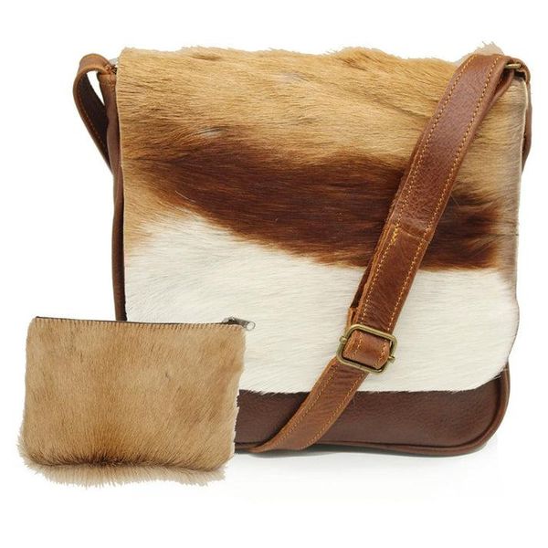 Genuine Leather Springbok Handbag and Purse Combo