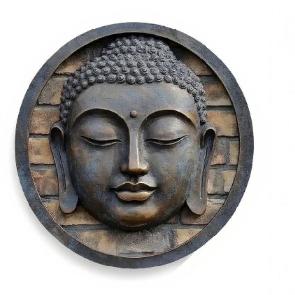 Buddha Head Statue-like Metal Wall Decor (20cm)