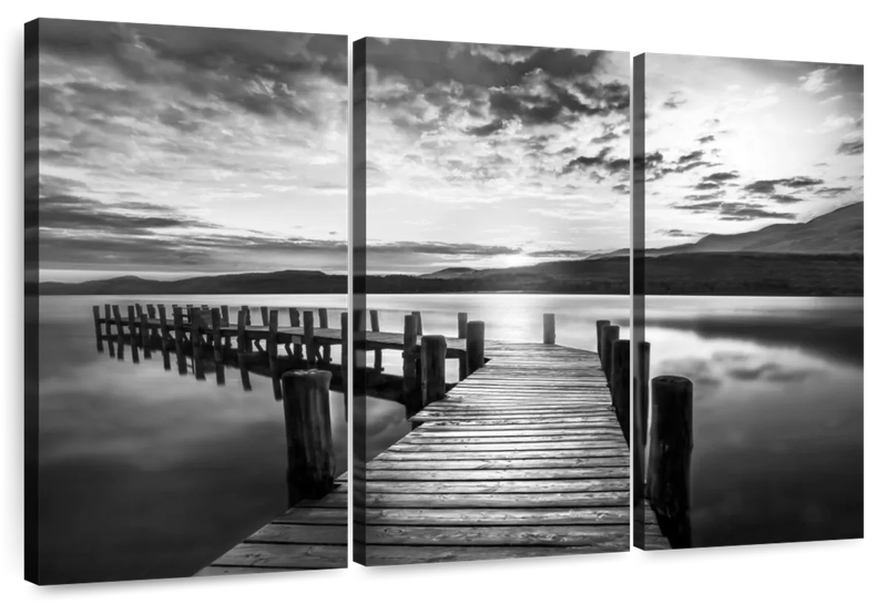 Canvas Art - Dock Lake 3 Piece Canvas Wall Art Living Bedroom Decor