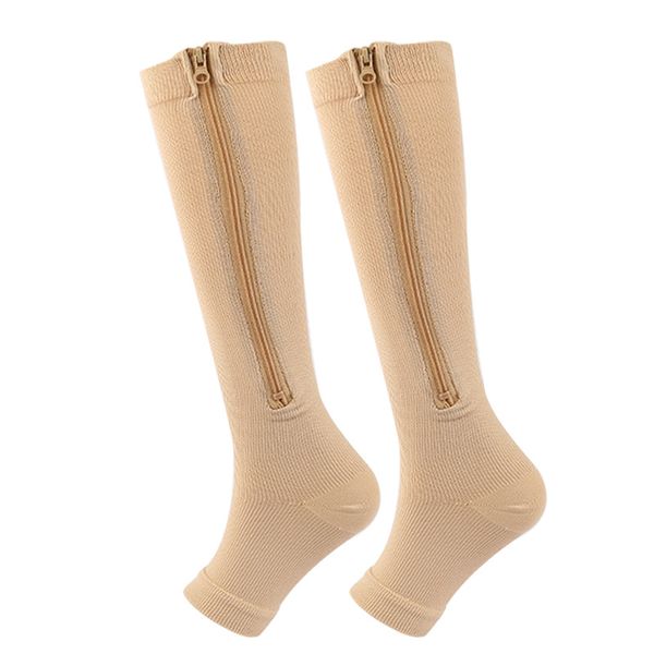 Venous Pressure Open Toe Sports Non-Slip Calf Socks Skin Tone