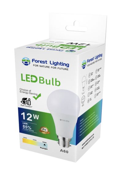 10* Forest Lighting LED A60 Bulb-12W B22 Daylight-3Yrs Warranty(30000 Hrs)
