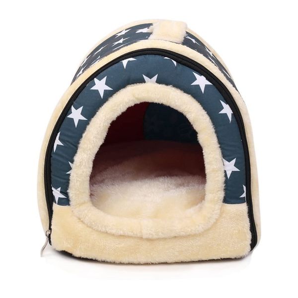 Soft Warm Star Pattern 2 In 1 Pet Nest Non-Slip Dog Cat Bed Foldable