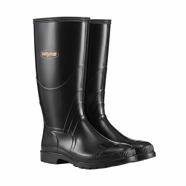 Gumboots Men's Knee-High Rubber Boots, Black, S5 Size - 2 Pack