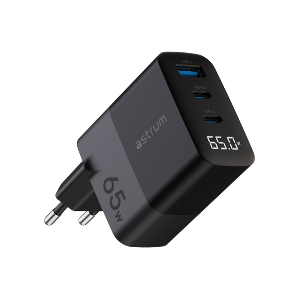 Astrum Universal Wall Charger 65W Dual USB-C PD + QC 3.0 - WATZ65G