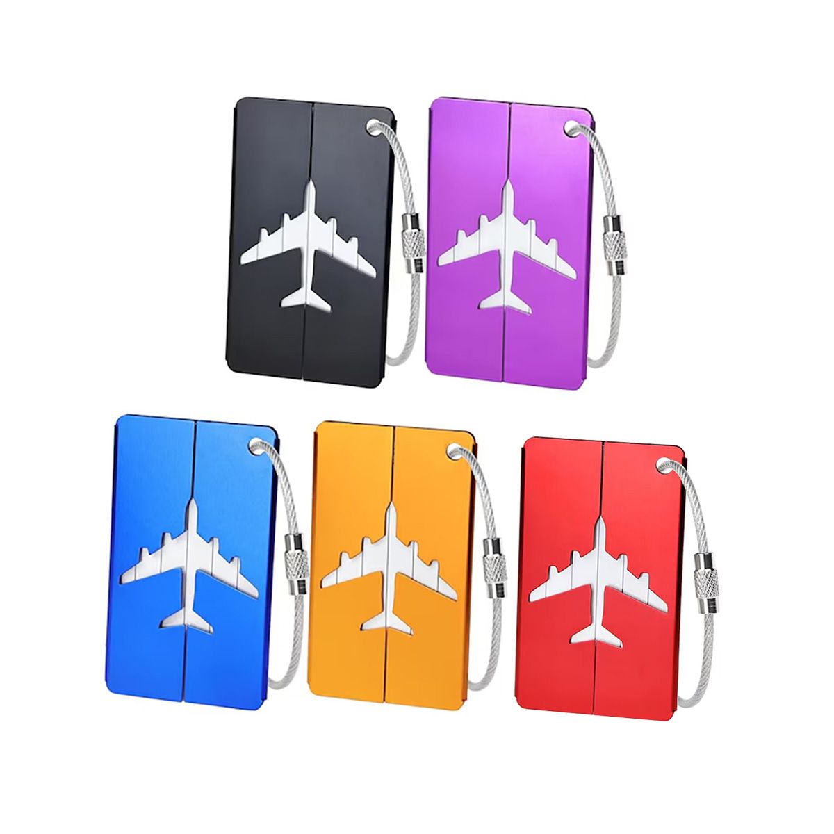 5 Piece Luggage Tags for Suitcases with Steel Wire Buckle Travel Luggage Tag