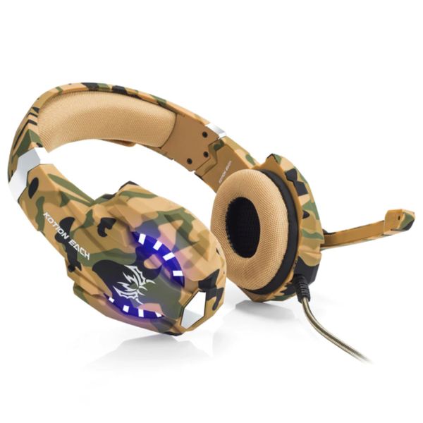 Kotion G9600 Camo Gaming Headset with Mic + Audio/Mic Splitter Cable