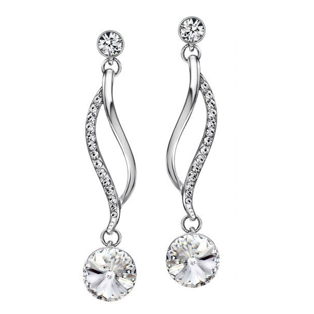 Swarovski Crystal Swirl Earrings in Silver by Zana Jewels Buy Online