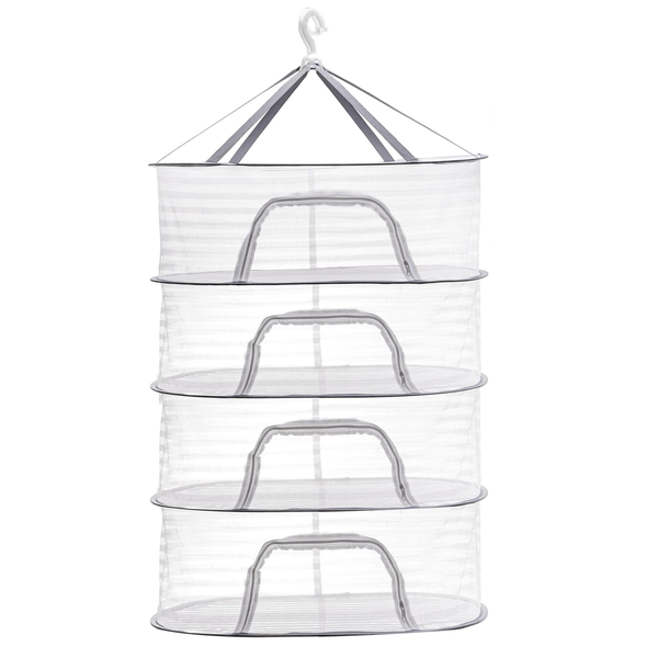 Bestby-4-Tier Collapsible Hanging Mesh Drying Rack Herb &amp; Clothes Air Dryer