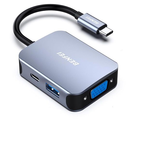 BENFEI USB-C 4-IN-1 Mini Hub W/ HDMI+VGA+USB3.0+USBC PD100W - Grey