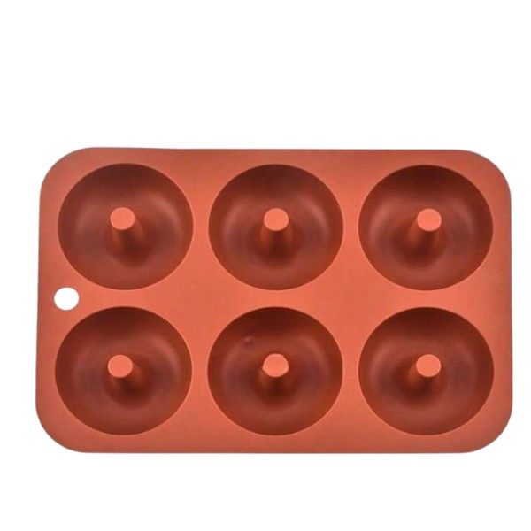 Non-Stick Silicone Donut Baking Mould - Coffee Brown