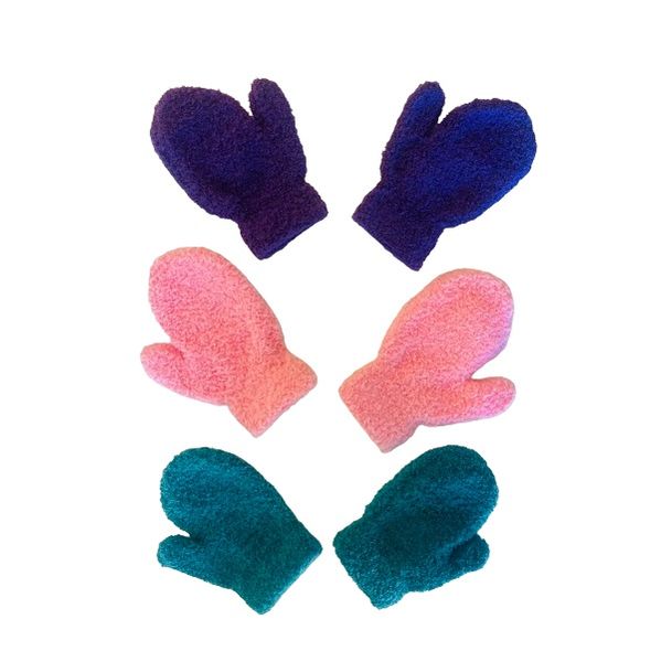 Girls Toddler Plush Winter Mittens Gloves (Set of 3)