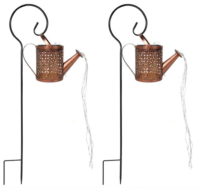 Pack of 2 Solar Watering Can with Lights,Large Hanging Solar Waterfall Lights