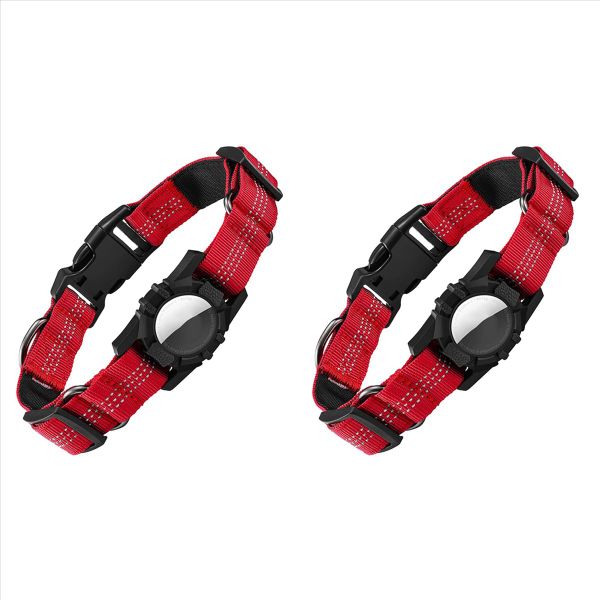 Dog Collar Reflective Air Tag Dog Collar For Apple Airtags Red