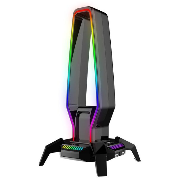 3 IN 1 RGB Headset/Gaming Headphone Stand, 2 USB ports, Audio Jack