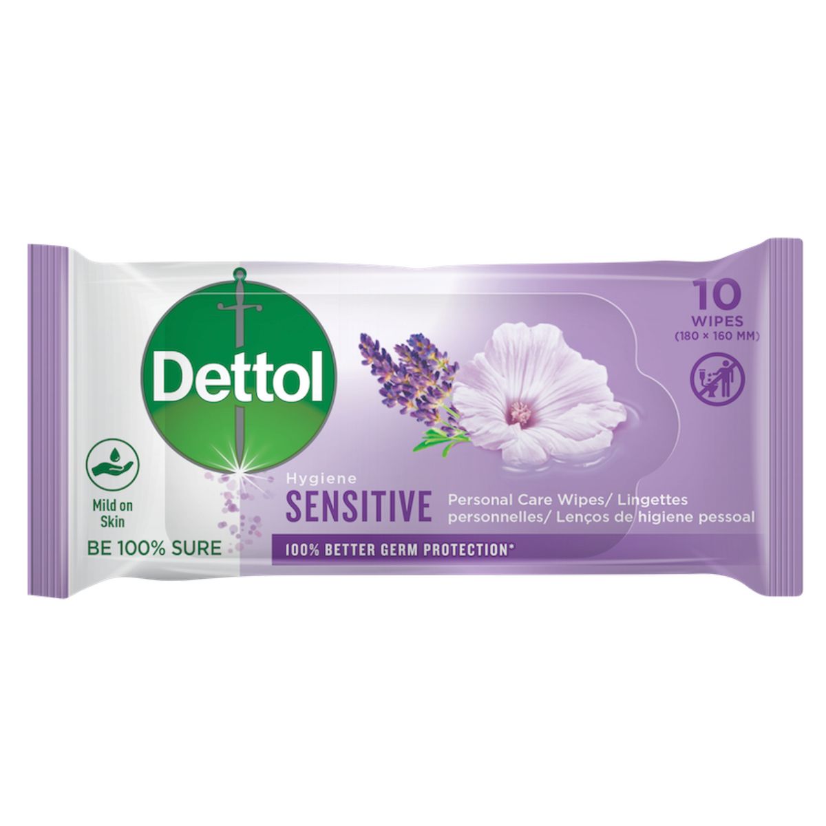 Dettol 10s, Personal Care Wipes, Sensitive