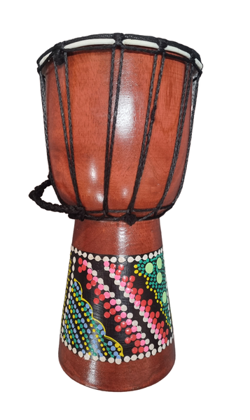 Djembe Hand Drum Pink And Red Dotted Lane - 30cm x 16cm