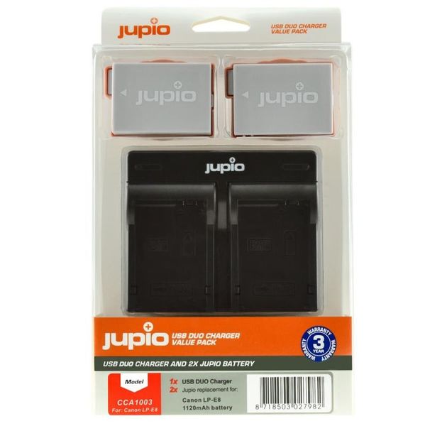 Jupio Value Pack x2 Battery for Canon LP-E8 + USB Duo Charger