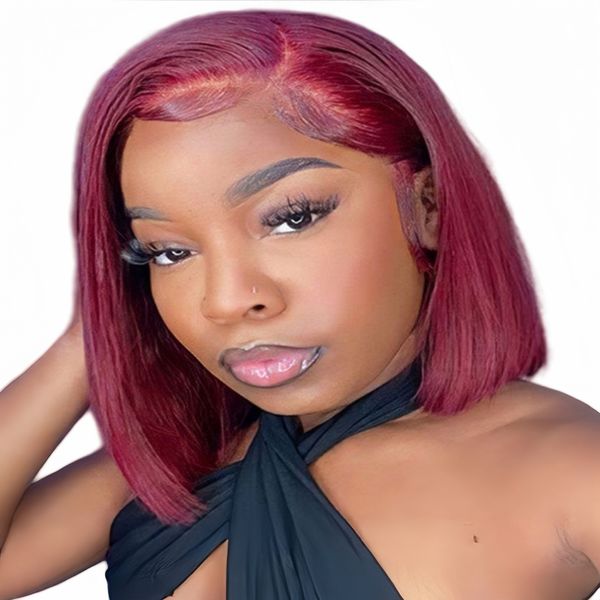 99J 10-inch Bob Full Frontal Straight Wig Human Hair