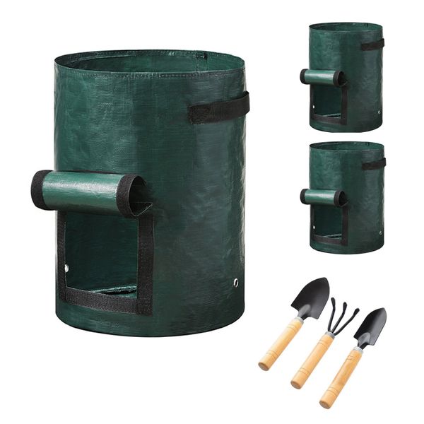 3 Piece 10 Gallon Potato Growing Bags with Gardening Tools