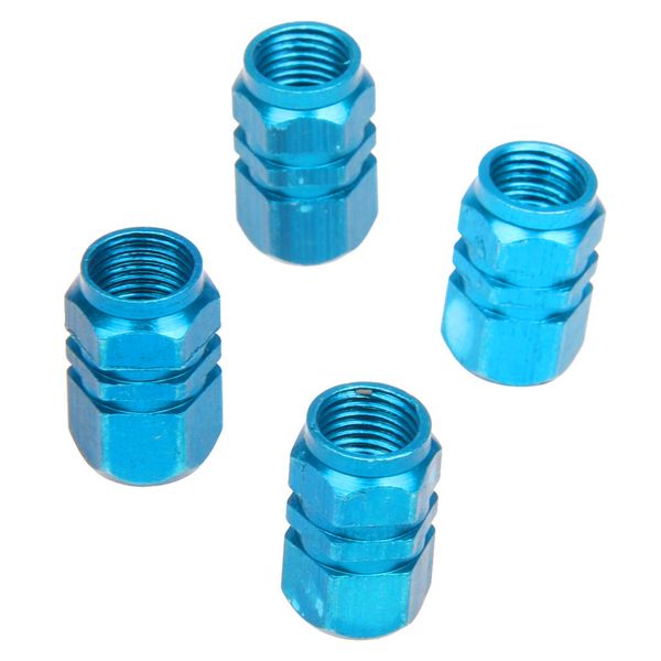 4X Tire Wheel Rims Stem Air Valve Caps Tyre Cover Car Truck Bike Blue