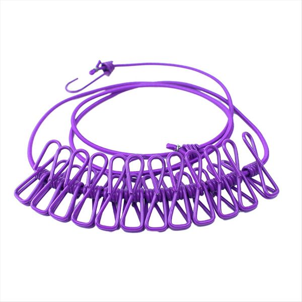 F Retractable Clothes Drying Rack Rope with 12 Clips Clothing Line