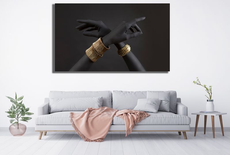 0025 Golden Hands Canvas Abstract Wall Art