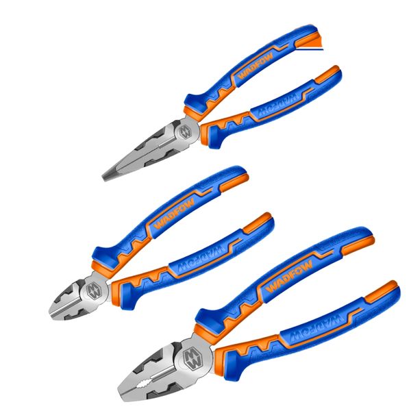 Wadfow - 3 Pce High Leverage Plier Set (Combination + Cutting + Long Nose)