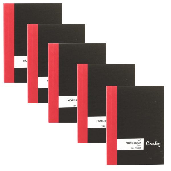 Croxley Hard Cover Note Book Feint Ruled A6 5 x 144 Pg