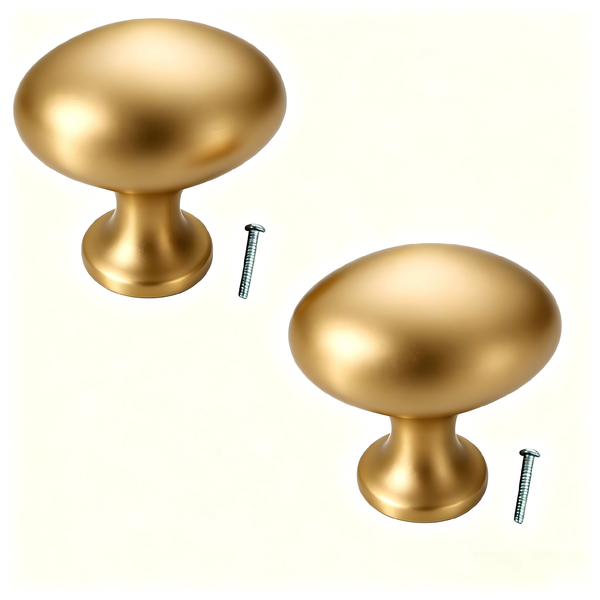2 Pack Antique Brass Oval Balloon Knobs Single-Hole Kitchen Drawer