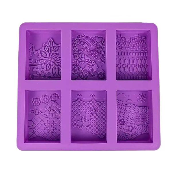 Silicone Square Embossed Baking Mould 6 Cavity Dessert Mold
