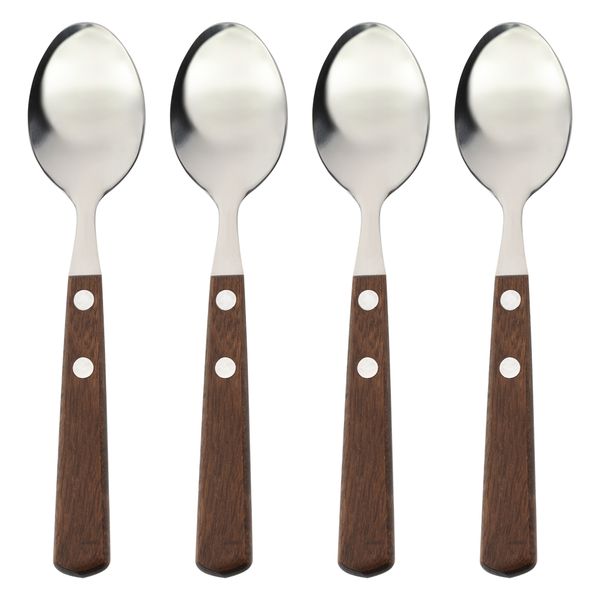 Regent Kitchen Teaspoons with Wooden Handles - 4 Piece Set,