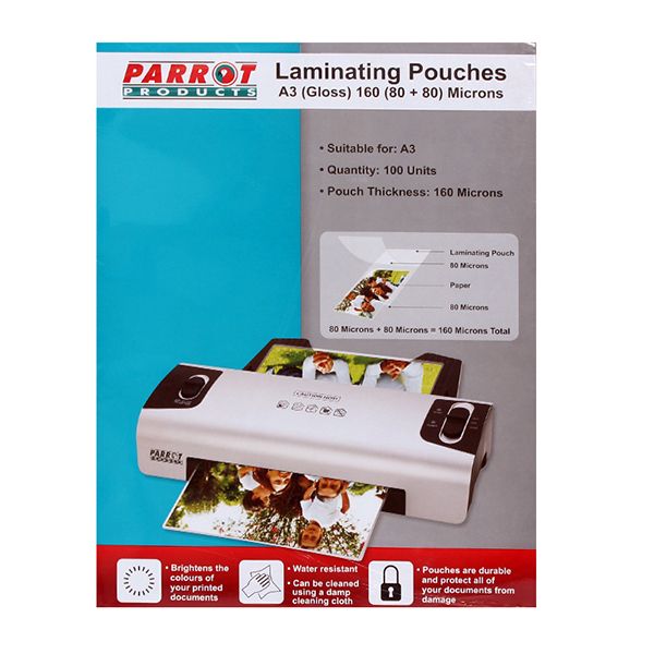 Parrot Lamination Pouches A3 Gloss (305mm x 426mm) Pack 100