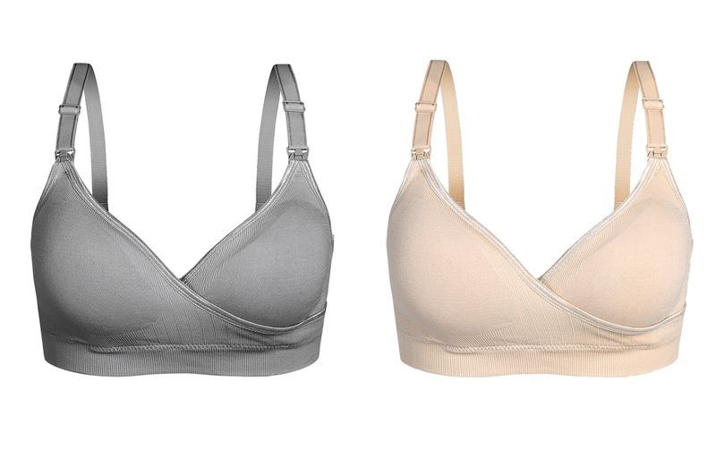 Women Nursing Bra Maternity Breastfeeding Wirefree Sleep Bra Pack of 2