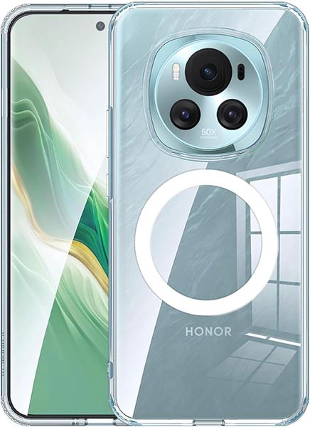 Magnetic Case for Honor Magic 6 Pro, TPU Shockproof Clear Protective Case