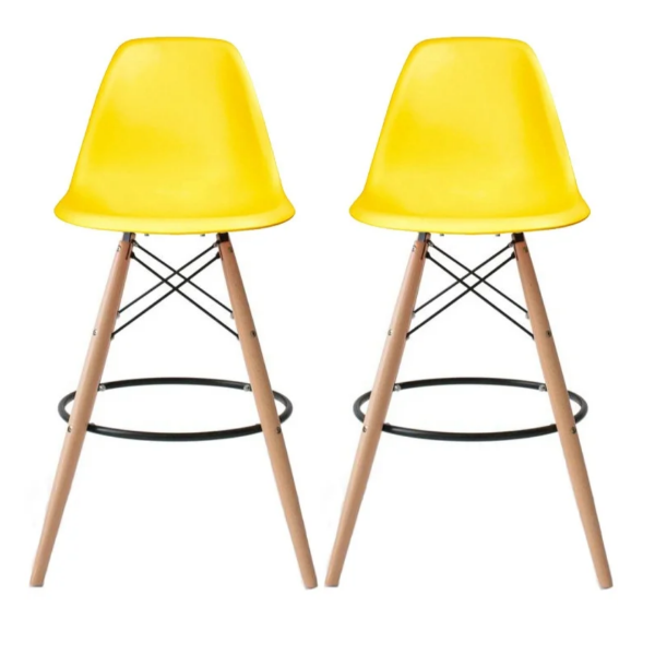 Set of 2 Modern Armless Counter / Bar Chairs - Yellow