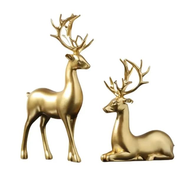 Deer Statue Reindeer Figurines Resin Sculpture