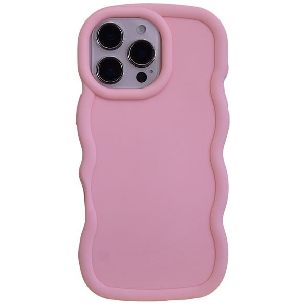 Pink Wavy Edge Case with Flower &amp; Pearl Accents - Compatible with iPhone