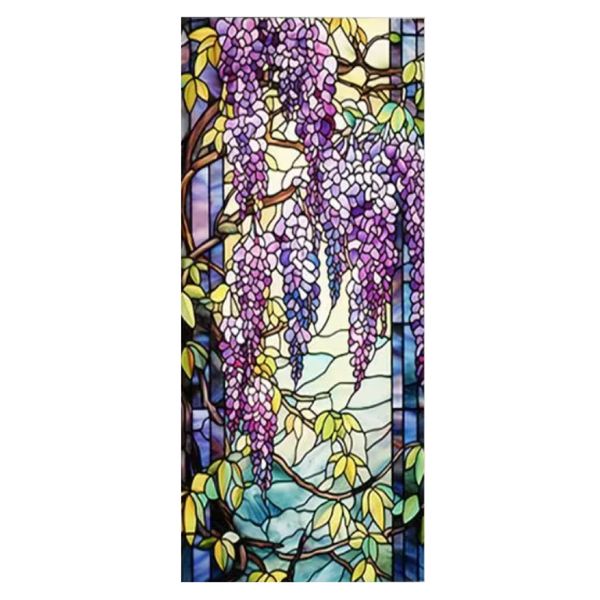 Decor 2D Flat Bright &amp; Colourful Floral Stained Glass Window Film - 99cm