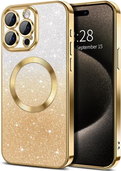 iPhone Case Clear Magnetic Glitter Phone Cases Compatible with MagSafe